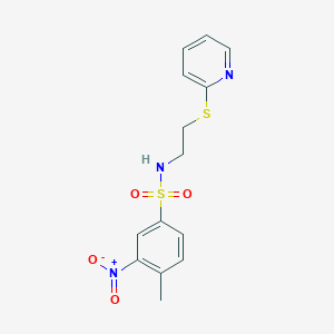 molecular formula C14H15N3O4S2 B408291 4-Methyl-3-nitro-N-[2-(pyridin-2-ylsulfanyl)-ethyl]-benzenesulfonamide 