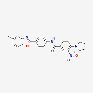 molecular formula C25H22N4O4 B4082912 N-[4-(5-methyl-1,3-benzoxazol-2-yl)phenyl]-3-nitro-4-(1-pyrrolidinyl)benzamide 