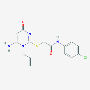molecular formula C16H17ClN4O2S B4082920 2-[(1-allyl-6-amino-4-oxo-1,4-dihydro-2-pyrimidinyl)thio]-N-(4-chlorophenyl)propanamide 