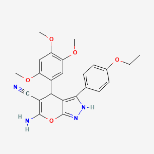 molecular formula C24H24N4O5 B4082936 6-amino-3-(4-ethoxyphenyl)-4-(2,4,5-trimethoxyphenyl)-1,4-dihydropyrano[2,3-c]pyrazole-5-carbonitrile 