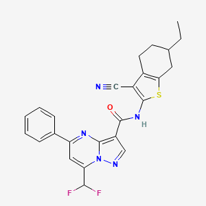 molecular formula C25H21F2N5OS B4082958 N-(3-cyano-6-ethyl-4,5,6,7-tetrahydro-1-benzothien-2-yl)-7-(difluoromethyl)-5-phenylpyrazolo[1,5-a]pyrimidine-3-carboxamide 