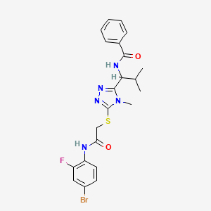 molecular formula C22H23BrFN5O2S B4082971 N-{1-[5-({2-[(4-bromo-2-fluorophenyl)amino]-2-oxoethyl}thio)-4-methyl-4H-1,2,4-triazol-3-yl]-2-methylpropyl}benzamide 