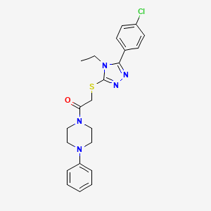 molecular formula C22H24ClN5OS B4083000 1-({[5-(4-chlorophenyl)-4-ethyl-4H-1,2,4-triazol-3-yl]thio}acetyl)-4-phenylpiperazine 