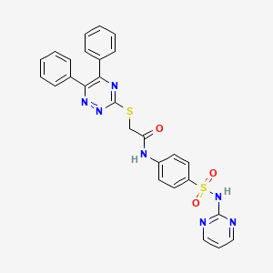 molecular formula C27H21N7O3S2 B4083016 2-[(5,6-diphenyl-1,2,4-triazin-3-yl)thio]-N-{4-[(2-pyrimidinylamino)sulfonyl]phenyl}acetamide 