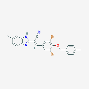molecular formula C25H19Br2N3O B408302 3-{3,5-dibromo-4-[(4-methylbenzyl)oxy]phenyl}-2-(5-methyl-1H-benzimidazol-2-yl)acrylonitrile 