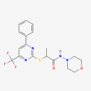 molecular formula C18H19F3N4O2S B4083027 N-4-morpholinyl-2-{[4-phenyl-6-(trifluoromethyl)-2-pyrimidinyl]thio}propanamide 