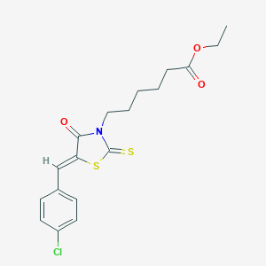 ethyl 6-[(5Z)-5-[(4-chlorophenyl)methylidene]-4-oxo-2-sulfanylidene-1,3-thiazolidin-3-yl]hexanoate