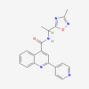 molecular formula C20H17N5O2 B4083047 N-[1-(3-methyl-1,2,4-oxadiazol-5-yl)ethyl]-2-pyridin-4-ylquinoline-4-carboxamide 