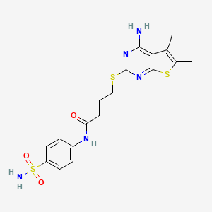 molecular formula C18H21N5O3S3 B4083051 4-[(4-amino-5,6-dimethylthieno[2,3-d]pyrimidin-2-yl)thio]-N-[4-(aminosulfonyl)phenyl]butanamide 