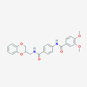 molecular formula C25H24N2O6 B4083058 N-(4-{[(2,3-dihydro-1,4-benzodioxin-2-ylmethyl)amino]carbonyl}phenyl)-3,4-dimethoxybenzamide 