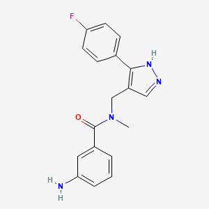 molecular formula C18H17FN4O B4083063 3-amino-N-{[5-(4-fluorophenyl)-1H-pyrazol-4-yl]methyl}-N-methylbenzamide 