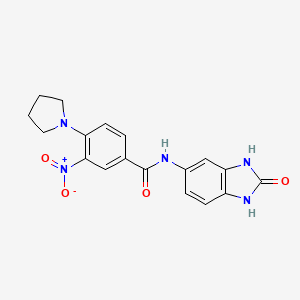 molecular formula C18H17N5O4 B4083076 3-nitro-N-(2-oxo-2,3-dihydro-1H-benzimidazol-5-yl)-4-(1-pyrrolidinyl)benzamide 