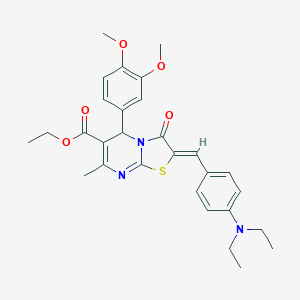 molecular formula C29H33N3O5S B408308 ethyl 2-[4-(diethylamino)benzylidene]-5-(3,4-dimethoxyphenyl)-7-methyl-3-oxo-2,3-dihydro-5H-[1,3]thiazolo[3,2-a]pyrimidine-6-carboxylate 