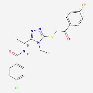 molecular formula C21H20BrClN4O2S B4083083 N-[1-(5-{[2-(4-bromophenyl)-2-oxoethyl]thio}-4-ethyl-4H-1,2,4-triazol-3-yl)ethyl]-4-chlorobenzamide 