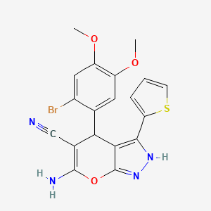 molecular formula C19H15BrN4O3S B4083119 6-amino-4-(2-bromo-4,5-dimethoxyphenyl)-3-(2-thienyl)-1,4-dihydropyrano[2,3-c]pyrazole-5-carbonitrile 