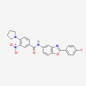 N-[2-(4-fluorophenyl)-1,3-benzoxazol-5-yl]-3-nitro-4-(1-pyrrolidinyl)benzamide