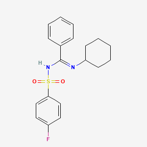 molecular formula C19H21FN2O2S B4083189 N-cyclohexyl-N'-[(4-fluorophenyl)sulfonyl]benzenecarboximidamide 