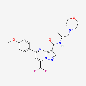 molecular formula C22H25F2N5O3 B4083199 7-(difluoromethyl)-5-(4-methoxyphenyl)-N-[1-methyl-2-(4-morpholinyl)ethyl]pyrazolo[1,5-a]pyrimidine-3-carboxamide 