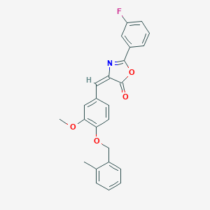 molecular formula C25H20FNO4 B408320 2-(3-fluorophenyl)-4-{3-methoxy-4-[(2-methylbenzyl)oxy]benzylidene}-1,3-oxazol-5(4H)-one 