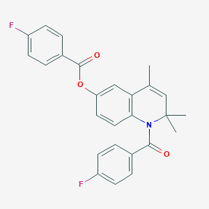 molecular formula C26H21F2NO3 B408326 1-(4-Fluorobenzoyl)-2,2,4-trimethyl-1,2-dihydro-6-quinolinyl 4-fluorobenzoate CAS No. 332019-39-3