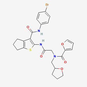 molecular formula C26H26BrN3O5S B4083262 Furan-2-carboxylic acid {[3-(4-bromo-phenylcarbamoyl)-5,6-dihydro-4H-cyclopenta[b]thiophen-2-ylcarbamoyl]-methyl}-(tetrahydro-furan-2-ylmethyl)-amide 
