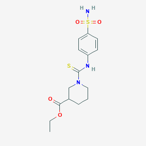 molecular formula C15H21N3O4S2 B4083283 ethyl 1-({[4-(aminosulfonyl)phenyl]amino}carbonothioyl)-3-piperidinecarboxylate 