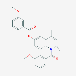 molecular formula C28H27NO5 B408330 1-(3-Methoxybenzoyl)-2,2,4-trimethyl-1,2-dihydro-6-quinolinyl 3-methoxybenzoate CAS No. 332019-40-6