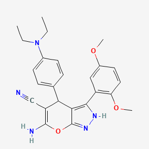 molecular formula C25H27N5O3 B4083303 6-amino-4-[4-(diethylamino)phenyl]-3-(2,5-dimethoxyphenyl)-1,4-dihydropyrano[2,3-c]pyrazole-5-carbonitrile 