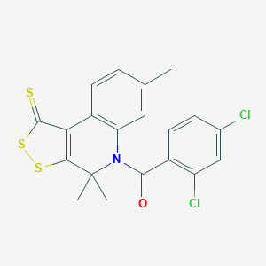 molecular formula C20H15Cl2NOS3 B408337 5-(2,4-dichlorobenzoyl)-4,4,7-trimethyl-4,5-dihydro-1H-[1,2]dithiolo[3,4-c]quinoline-1-thione CAS No. 332019-88-2