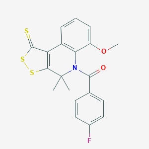molecular formula C20H16FNO2S3 B408338 5-(4-fluorobenzoyl)-6-methoxy-4,4-dimethyl-4,5-dihydro-1H-[1,2]dithiolo[3,4-c]quinoline-1-thione CAS No. 330180-80-8