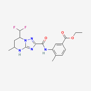 molecular formula C18H21F2N5O3 B4083392 ethyl 3-({[7-(difluoromethyl)-5-methyl-4,5,6,7-tetrahydro[1,2,4]triazolo[1,5-a]pyrimidin-2-yl]carbonyl}amino)-4-methylbenzoate 