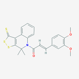 (E)-3-(3,4-dimethoxyphenyl)-1-(4,4-dimethyl-1-sulfanylidenedithiolo[3,4-c]quinolin-5-yl)prop-2-en-1-one
