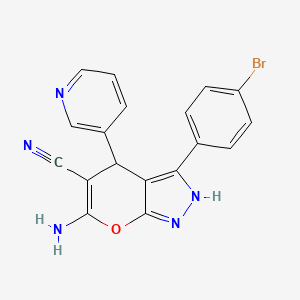 molecular formula C18H12BrN5O B4083441 6-amino-3-(4-bromophenyl)-4-(3-pyridinyl)-1,4-dihydropyrano[2,3-c]pyrazole-5-carbonitrile 