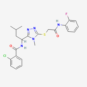 molecular formula C23H25ClFN5O2S B4083458 2-chloro-N-{1-[5-({2-[(2-fluorophenyl)amino]-2-oxoethyl}thio)-4-methyl-4H-1,2,4-triazol-3-yl]-3-methylbutyl}benzamide 