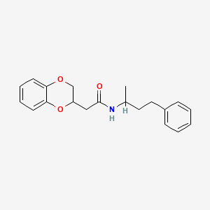 molecular formula C20H23NO3 B4083459 2-(2,3-dihydro-1,4-benzodioxin-2-yl)-N-(1-methyl-3-phenylpropyl)acetamide 