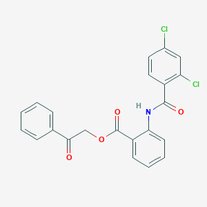 molecular formula C22H15Cl2NO4 B408348 2-Oxo-2-phenylethyl 2-[(2,4-dichlorobenzoyl)amino]benzoate 