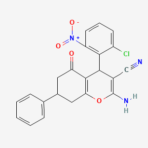molecular formula C22H16ClN3O4 B4083481 2-amino-4-(2-chloro-6-nitrophenyl)-5-oxo-7-phenyl-5,6,7,8-tetrahydro-4H-chromene-3-carbonitrile 