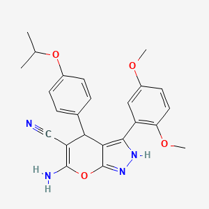 molecular formula C24H24N4O4 B4083483 6-amino-3-(2,5-dimethoxyphenyl)-4-(4-isopropoxyphenyl)-1,4-dihydropyrano[2,3-c]pyrazole-5-carbonitrile 