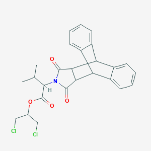 molecular formula C26H25Cl2NO4 B408349 2-Chloro-1-(chloromethyl)ethyl 2-(16,18-dioxo-17-azapentacyclo[6.6.5.0~2,7~.0~9,14~.0~15,19~]nonadeca-2,4,6,9,11,13-hexaen-17-yl)-3-methylbutanoate 