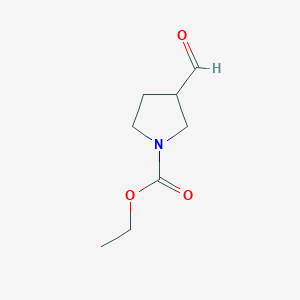 molecular formula C8H13NO3 B040835 Ethyl 3-formylpyrrolidine-1-carboxylate CAS No. 124438-22-8