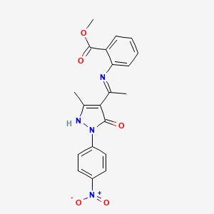 molecular formula C20H18N4O5 B4083541 methyl 2-({1-[3-methyl-1-(4-nitrophenyl)-5-oxo-1,5-dihydro-4H-pyrazol-4-ylidene]ethyl}amino)benzoate 