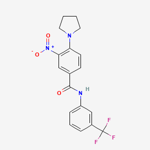 molecular formula C18H16F3N3O3 B4083571 3-nitro-4-(1-pyrrolidinyl)-N-[3-(trifluoromethyl)phenyl]benzamide 