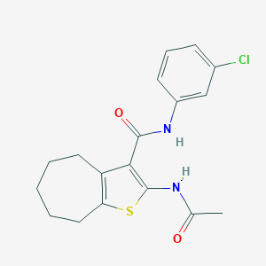 molecular formula C18H19ClN2O2S B408360 2-acetamido-N-(3-chlorophenyl)-5,6,7,8-tetrahydro-4H-cyclohepta[b]thiophene-3-carboxamide 