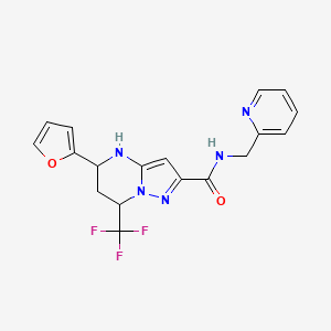 molecular formula C18H16F3N5O2 B4083605 5-(2-furyl)-N-(2-pyridinylmethyl)-7-(trifluoromethyl)-4,5,6,7-tetrahydropyrazolo[1,5-a]pyrimidine-2-carboxamide 