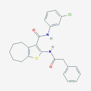 molecular formula C24H23ClN2O2S B408361 N-(3-chlorophenyl)-2-[(phenylacetyl)amino]-5,6,7,8-tetrahydro-4H-cyclohepta[b]thiophene-3-carboxamide 