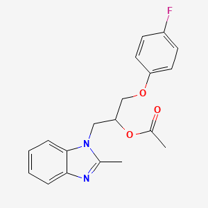 molecular formula C19H19FN2O3 B4083625 2-(4-fluorophenoxy)-1-[(2-methyl-1H-benzimidazol-1-yl)methyl]ethyl acetate 