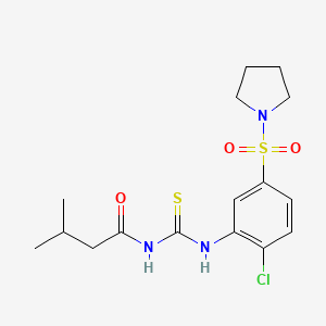 molecular formula C16H22ClN3O3S2 B4083635 N-({[2-chloro-5-(1-pyrrolidinylsulfonyl)phenyl]amino}carbonothioyl)-3-methylbutanamide 