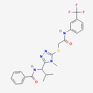 molecular formula C23H24F3N5O2S B4083647 N-(2-methyl-1-{4-methyl-5-[(2-oxo-2-{[3-(trifluoromethyl)phenyl]amino}ethyl)thio]-4H-1,2,4-triazol-3-yl}propyl)benzamide 