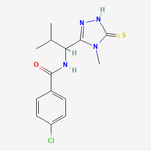 molecular formula C14H17ClN4OS B4083648 4-chloro-N-[1-(5-mercapto-4-methyl-4H-1,2,4-triazol-3-yl)-2-methylpropyl]benzamide 