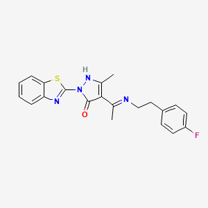 molecular formula C21H19FN4OS B4083659 2-(1,3-benzothiazol-2-yl)-4-(1-{[2-(4-fluorophenyl)ethyl]amino}ethylidene)-5-methyl-2,4-dihydro-3H-pyrazol-3-one 
